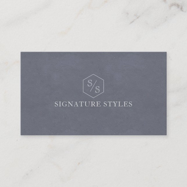 Cartão De Visita Minimalistic Monogram | Slate Blue (Frente)