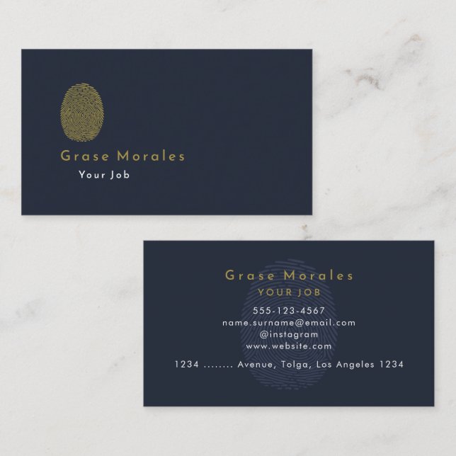 Cartão De Visita Mínimo Azul Simples Moderno Profissional (Frente/Verso)