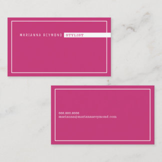 Cartão De Visita mínimo básico, estilo fuchsia rosa