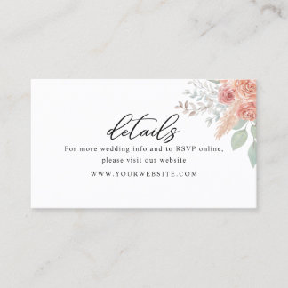 Cartão De Visita Mínimo Boho Floral Detalhes do casamento