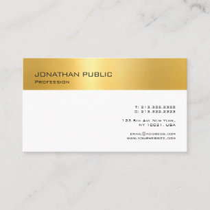 Cartão De Visita Mínimo Branco Dourado Branco Moderno Profissional