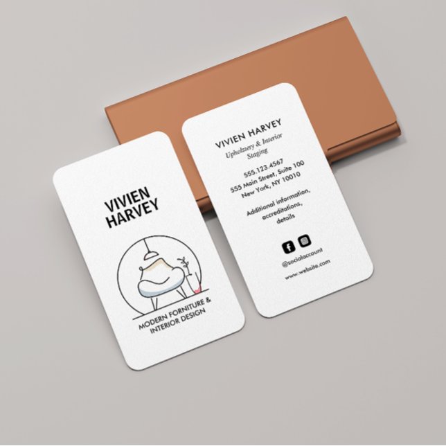 Cartão De Visita Mínimo Chic - Mobiliário de Preparação e Decor Dom (Criador carregado)