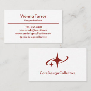 Cartão De Visita Mínimo Creative Sleek White Red Modern Clara