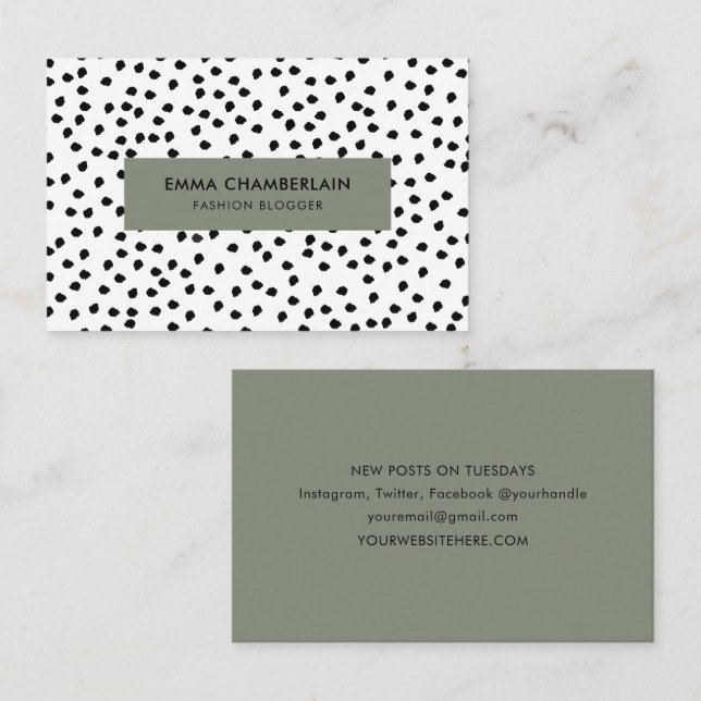 Cartão De Visita Mínimo Dalmaciano Mancha Simples e Moderna Cuta (Frente/Verso)