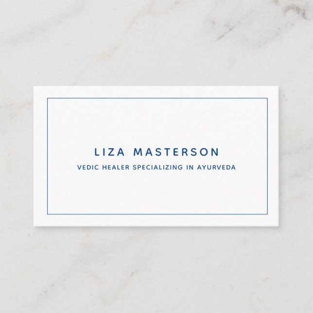 Cartão De Visita Mínimo de Alternativo branco Marinho azul (Frente)