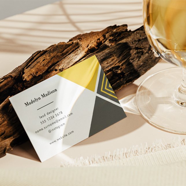 Cartão De Visita Mínimo de amarelo-mostarda moderno (Criador carregado)