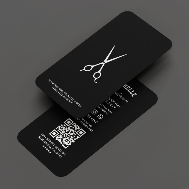 Cartão De Visita Mínimo de Barber Barbershop - Tesoura Preta (Minimal Barber Barbershop Scissor Black Business Card
)