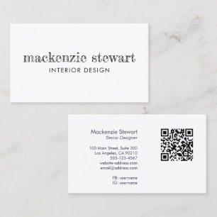 Cartão De Visita Mínimo de código QR profissional de anotação desen