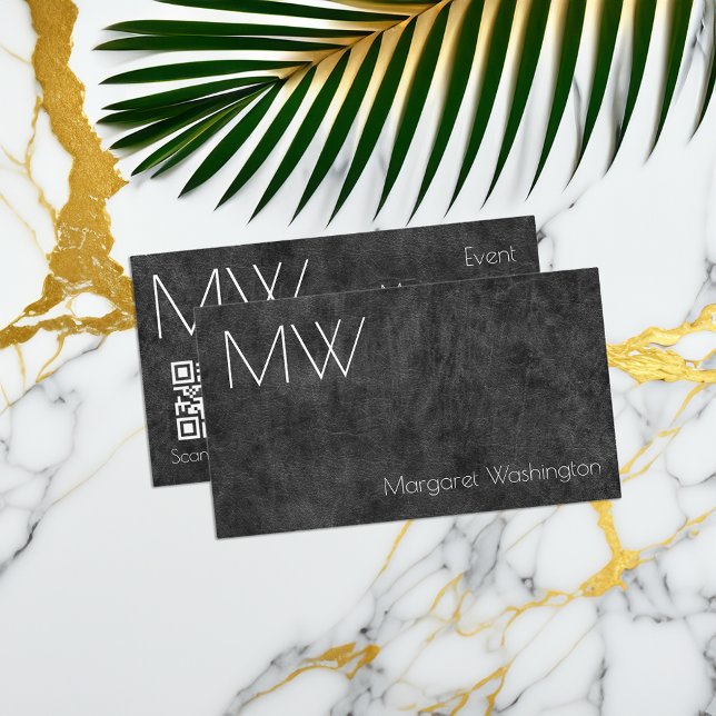 Cartão De Visita Mínimo de couro preto profissional simples moderno (black leather business cards)