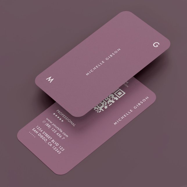 Cartão De Visita Mínimo de Dusty Mauve Professional (Minimal Dusty Mauve Marketing Professional Business Card
)