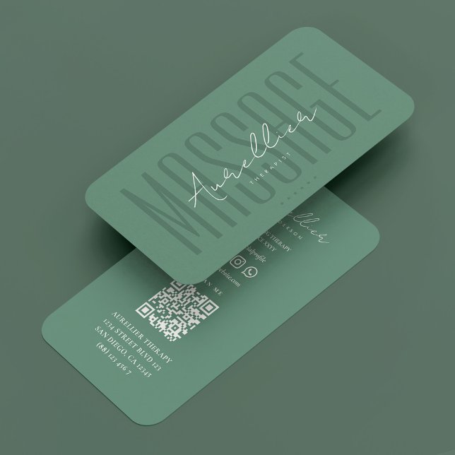 Cartão De Visita Mínimo de Dusty Teal Massage Terapêutica Física (Minimal Dusty Teal Massage Physical Therapist Business Card
)