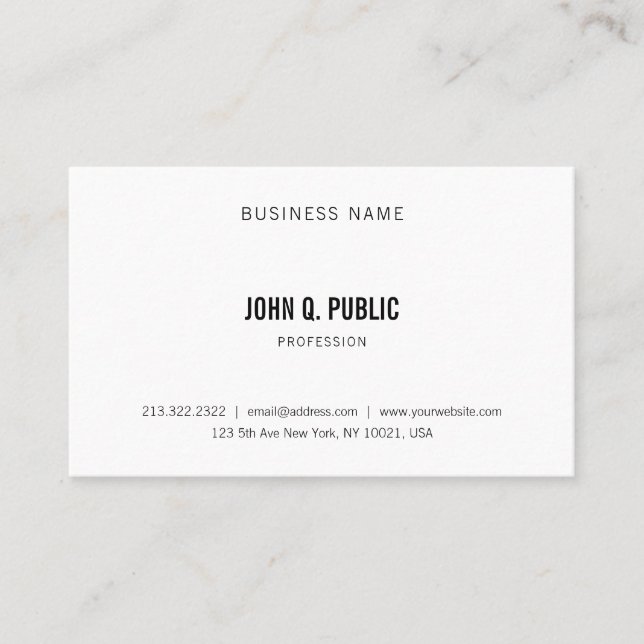 Cartão De Visita Mínimo de Elegante Elegante Limpo de Tendência Mod (Frente)