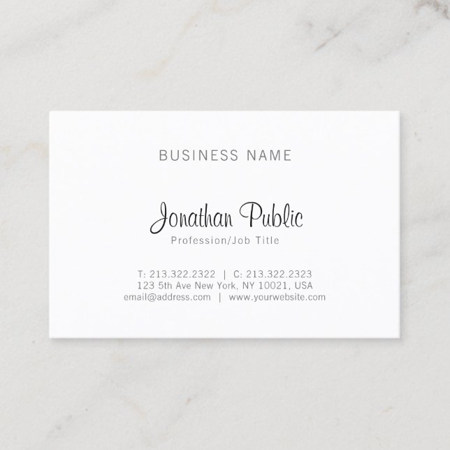 Cartão De Visita Mínimo de Elegante Profissional Moderno Elegante (Frente)