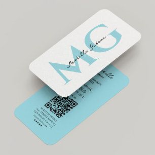 Cartão De Visita Mínimo de Iniciais de Ovo Profissional Azul Modern