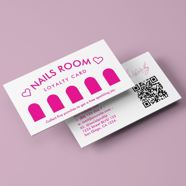 Cartão De Visita Mínimo de lealdade Pink do Terapista Spa (Minimal Nail Therapist Spa Pink Loyalty Business Card
)
