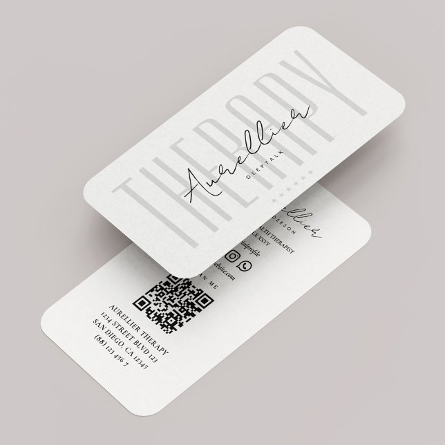 Cartão De Visita Mínimo de Massagem Terapêutica Branca (Minimal Therapist Psychotherapy White Business Card
)