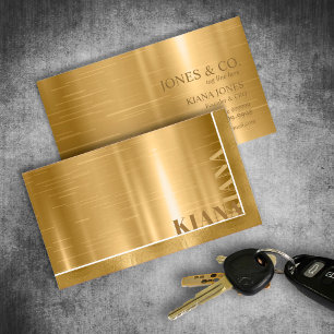 Cartão De Visita Mínimo de Metal Sheen & Foil Dourado Std ID791