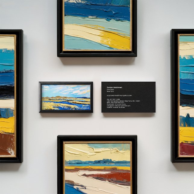 Cartão De Visita Mínimo de pintura de trabalho de arte de foto de q (Modern black frame photo artwork painting minimal)