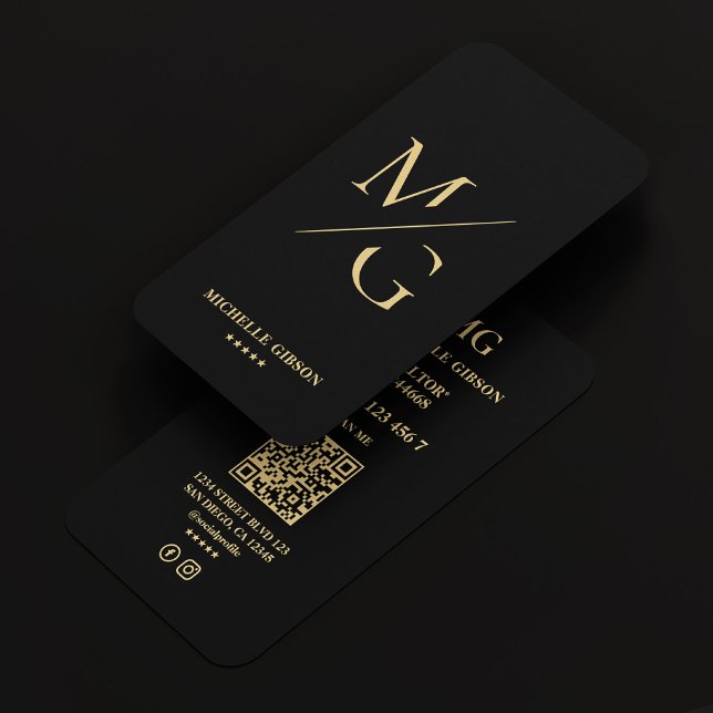 Cartão De Visita Mínimo de Realtor Elegante Monograma Hipotecário P (Minimal Elegant Realtor Monogram Mortgage Black Business Card
)