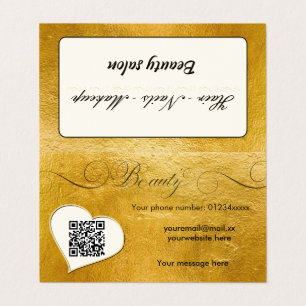 Cartão De Visita Mínimo elegante de ouro fino Qr code Beausalon