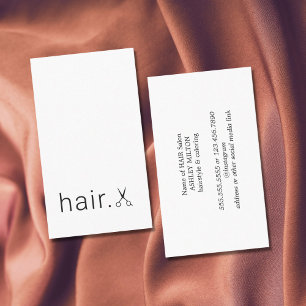 Cartão De Visita Mínimo Elegante de Tesoura Branca Preta Hairstyli