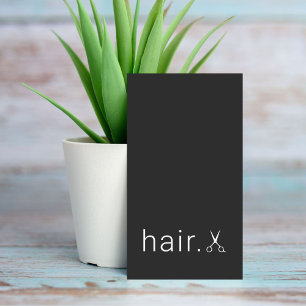 Cartão De Visita Mínimo Elegante de Tesoura Branca Preta Hairstyli