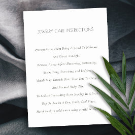 Cartão De Visita Mínimo Elegante, Simples, Cuidados com Joias Branc