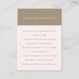 Cartão De Visita Mínimo Elegante Soft Kraft Blush Jewelry Care