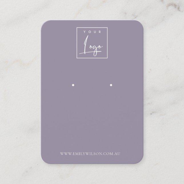 Cartão De Visita Mínimo Logotipo Dusky Lilac Roxo Earração (Frente)