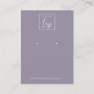 Cartão De Visita Mínimo Logotipo Dusky Lilac Roxo Earração