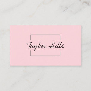 Cartão De Visita Mínimo Modern Box Line Frame Baby Pink