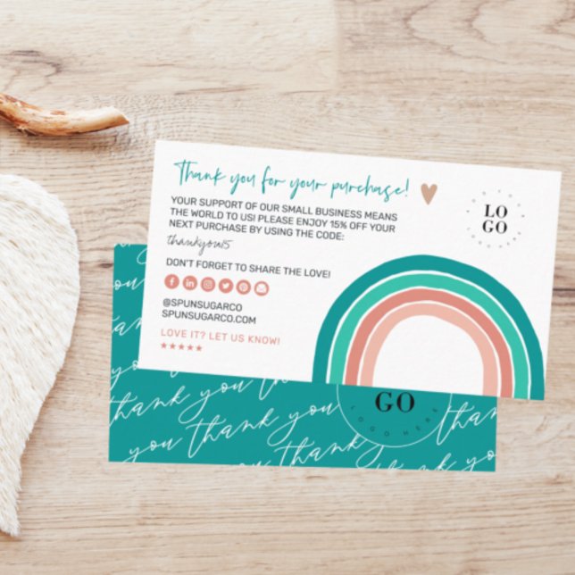 Cartão De Visita Mínimo Moderno | Arco-Íris Cheio Obrigado (Criador carregado)