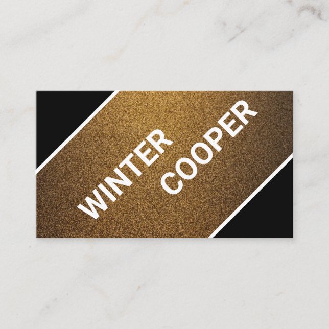 Cartão De Visita Mínimo moderno de cobre preto e ouro (Frente)