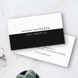 Cartão De Visita Mínimo moderno luxo preto e branco simples