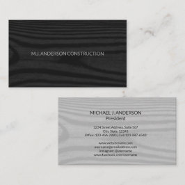 Cartão De Visita Mínimo Moderno Mau Madeira Legante Preta e Branca