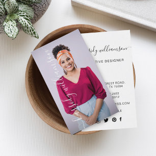 Cartão De Visita Mínimo Moderno Profissional Foto Elegante Caligraf