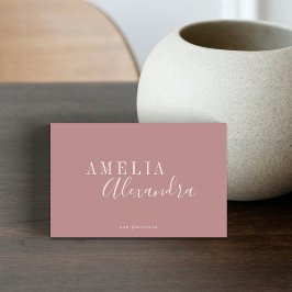 Cartão De Visita Mínimo moderno Script Dusty Rosa Boho Chic