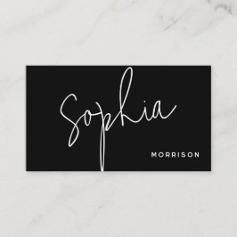 Cartão De Visita Mínimo Monograma Aspecto Natural Preto