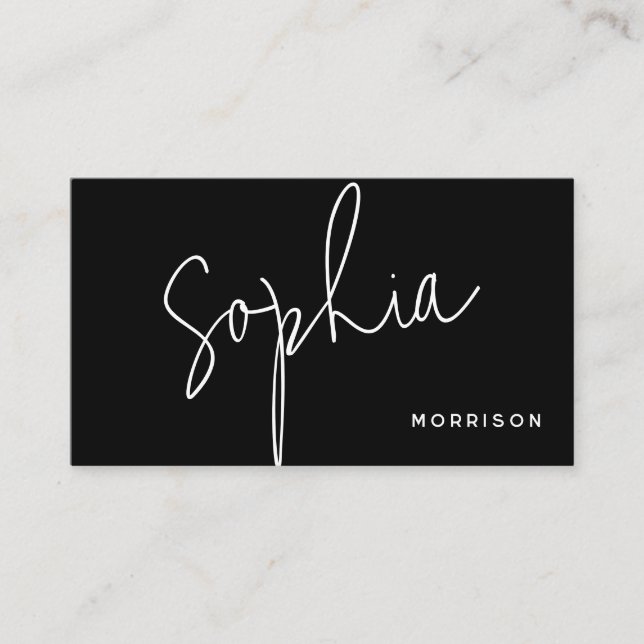 Cartão De Visita Mínimo Monograma Aspecto Natural Preto (Frente)