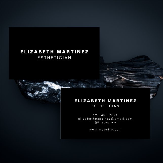 Cartão De Visita Mínimo Negro e Branco Moderno Profissional (Criador carregado)