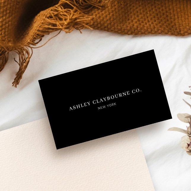 Cartão De Visita Mínimo Negro Elegante moderno profissional (Criador carregado)