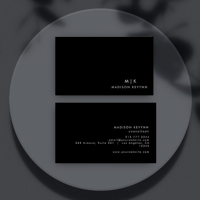 Cartão De Visita Mínimo Negro Simples e Moderno Profissional (Criador carregado)