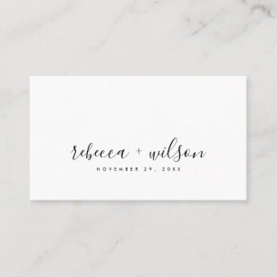 CARTÃO DE VISITA MÍNIMO NEGRO TIPOGRAFIA BRANCA DE CASAMENTO OBRIG