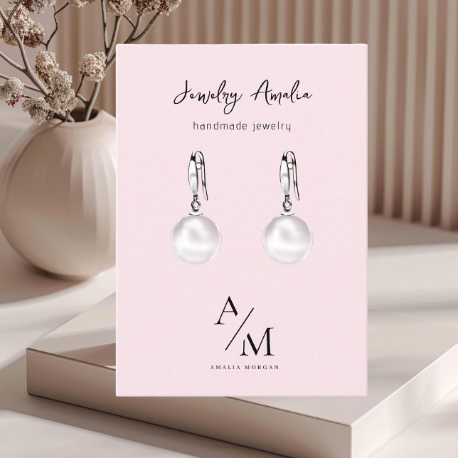 Cartão De Visita Mínimo Pink Pastel Inicial e Personalizado (Criador carregado)