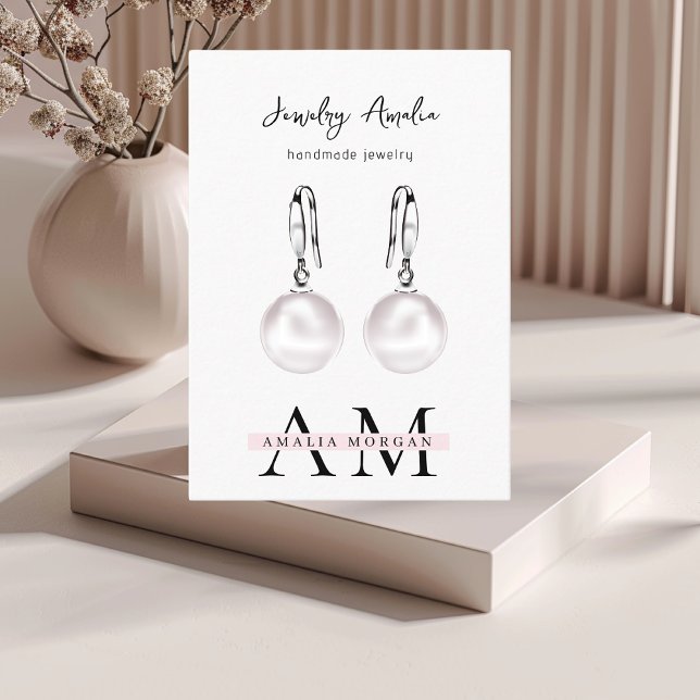 Cartão De Visita Mínimo Pink Pastel Inicial e Personalizado (Criador carregado)