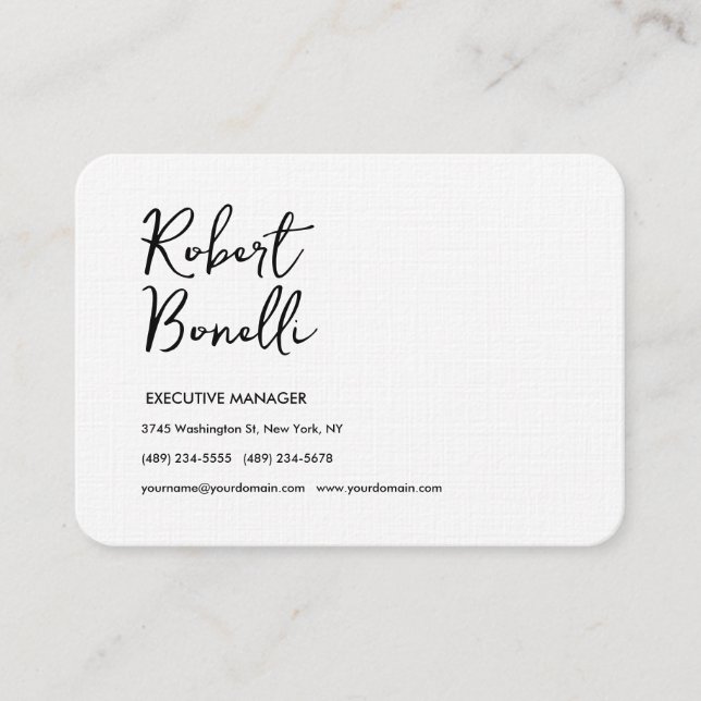 Cartão De Visita Mínimo preto branco e preto Linn adorável (Frente)