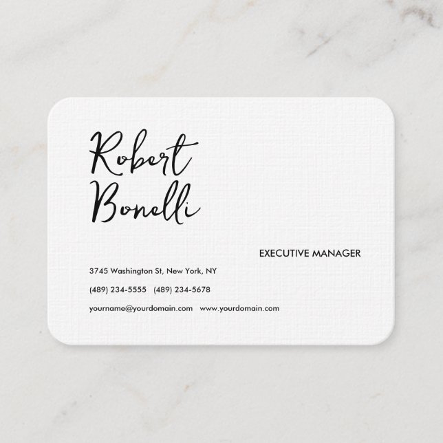 Cartão De Visita Mínimo preto branco e preto Linn adorável (Frente)