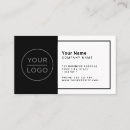 Cartão De Visita Mínimo preto branco personalizado moderno qualquer