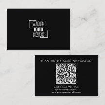Mínimo seu logotipo aqui Código QR preto e branco