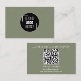 Cartão De Visita Mínimo seu logotipo Aqui Sage Green QR Code